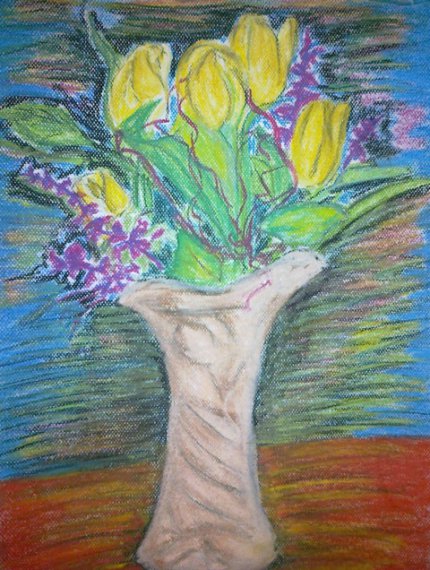 14. kwiaty w wazonie   pastel suchy